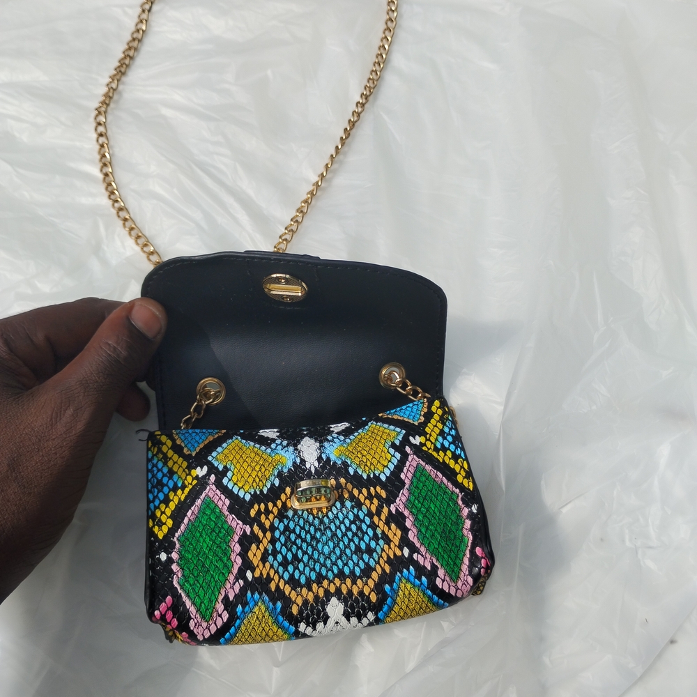 Multicolor Snake Print Chain Bag